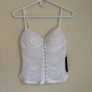 Moa Moa Large White Ruched Hook-and-Eye Top